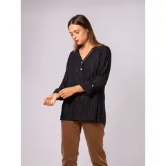TOMMY HILFIGER - Blusa tipo popover con acabado brillante TH