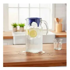 GENERICO - JARRA LUNA DE VIDRIO CON TAPA DE 1.75 LT AGUA FRIA Y CALIENTE AZUL