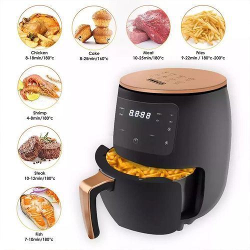 Air Fryer 6L 2400W de Alta Potencia Freidora Eléctrica con Temperatura Regulable