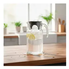 GENERICO - JARRA LUNA DE VIDRIO CON TAPA DE 1.75 LT AGUA FRIA Y CALIENTE GRIS OSCURO