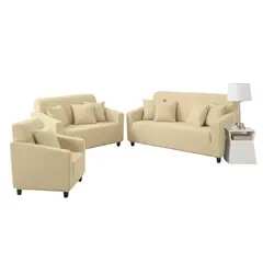 SALA FABULOSA - PACK Funda de mueble 3-2-1 y 8 fundas de sillas Lycra solid - BEIGE NUDE