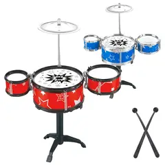 GENERICO - Juguete Mini Batería Musical Infantil de 3 Tambores Rojo