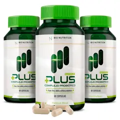 BACTERIUM - Plus Probióticos 7 Cepas con Fibra, Sábila y Yacón Salud Digestiva Pack x3 180 Cápsulas