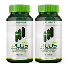 BACTERIUM - Plus Probióticos 7 Cepas con Fibra, Sábila y Yacón Salud Digestiva Pack x2 120 Cápsulas