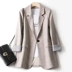 GENERICO - Blazer Saco Ligero Color Albaricoque con Puños a Rayas - Blazer Casual Felicia