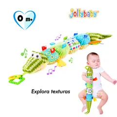 JOLLYBABY - Peluche Sensorial para Bebé 0-12 Meses Cocodrilo Sonajero con Sonidos y Texturas