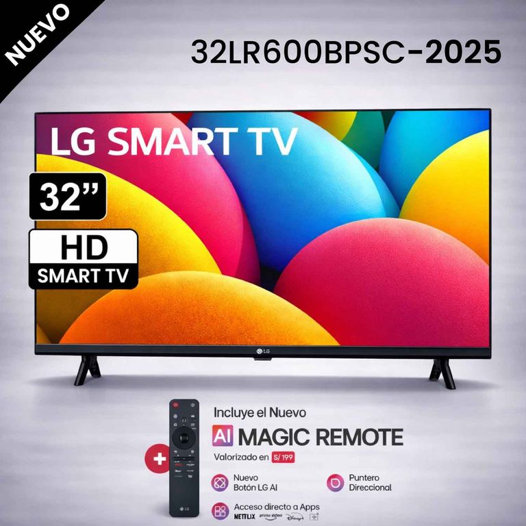 Televisor Smart TV 32 HD 32LR600BPSC con webOS y AI ThinQ + CONTROL MAGIC 2025