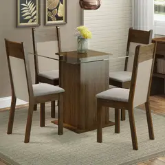 MADESA - Juego de Comedor Dallas con 4 Sillas y Encimera Cuadrada de Vidrio