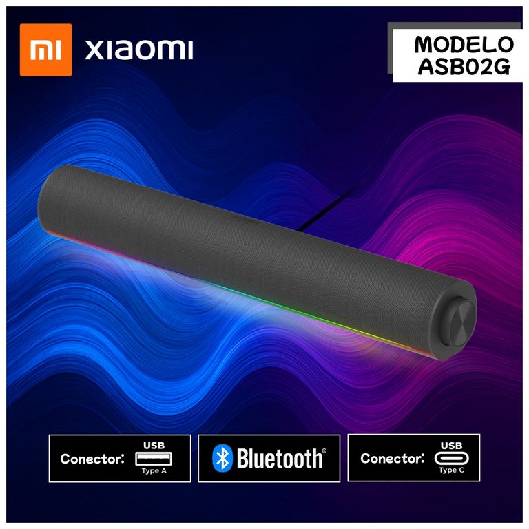 Sounbar Desktop Speaker ASB02G con luz RGB - Negro