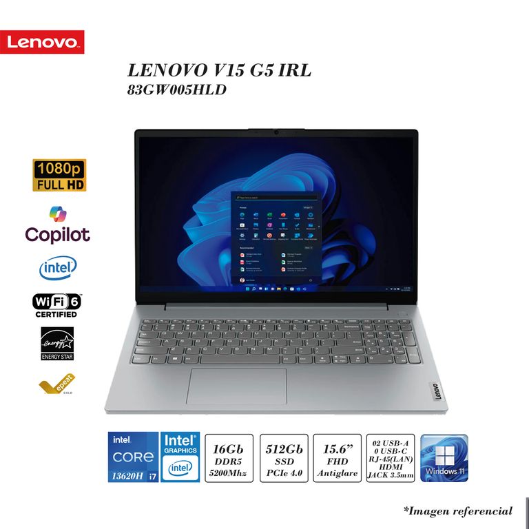 V15 G5 IRL INTEL I7-13620H 16GB RAM DDR5 512GB SSD INTEL UHD GRAPHICS 15.6 FHD FD
