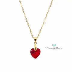 FERNANDA ROMERO JOYAS Y ACCESORIOS - Delicado Collar Rojo Imperial - Pasion , Fuerza, Amor elaborado con Acero y Cristal Austriaco 10mm