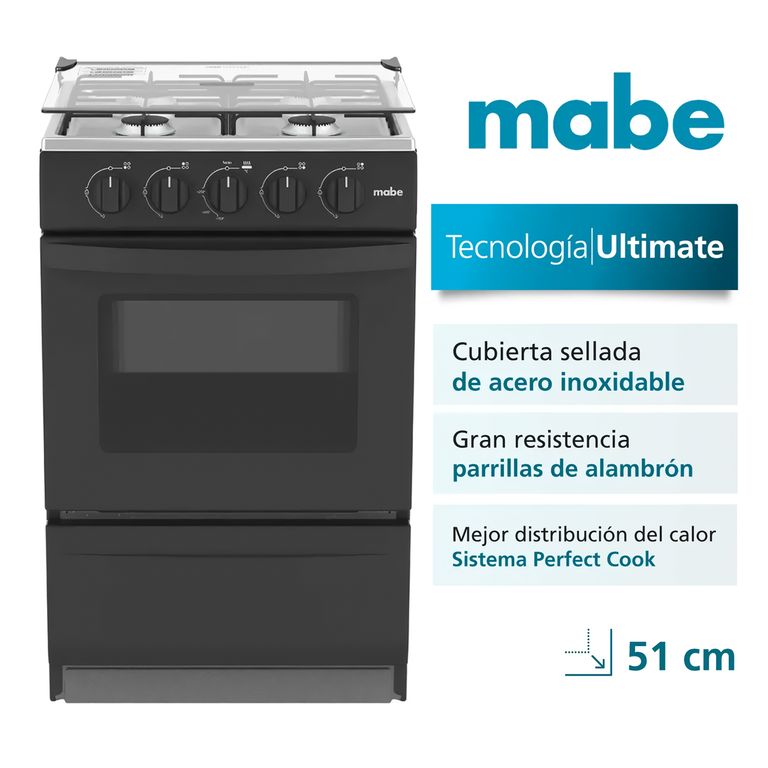 Cocina de Piso a Gas 51cm Negro EMP2000AN0