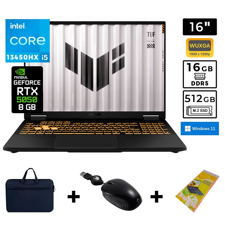 LAPTOP TUF F16 FX608JH-RV010 I5-13450HX 16GB 512GB SSD GEFORCE RTX 5050 8GB 16 FHD