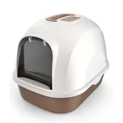 GENERICO - Arenero cerrado para gatos con puerta abatible - MARRÓN