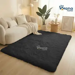 CASATEX - Alfombra piel de oso Rectangular 160 cm X 200 cm Black