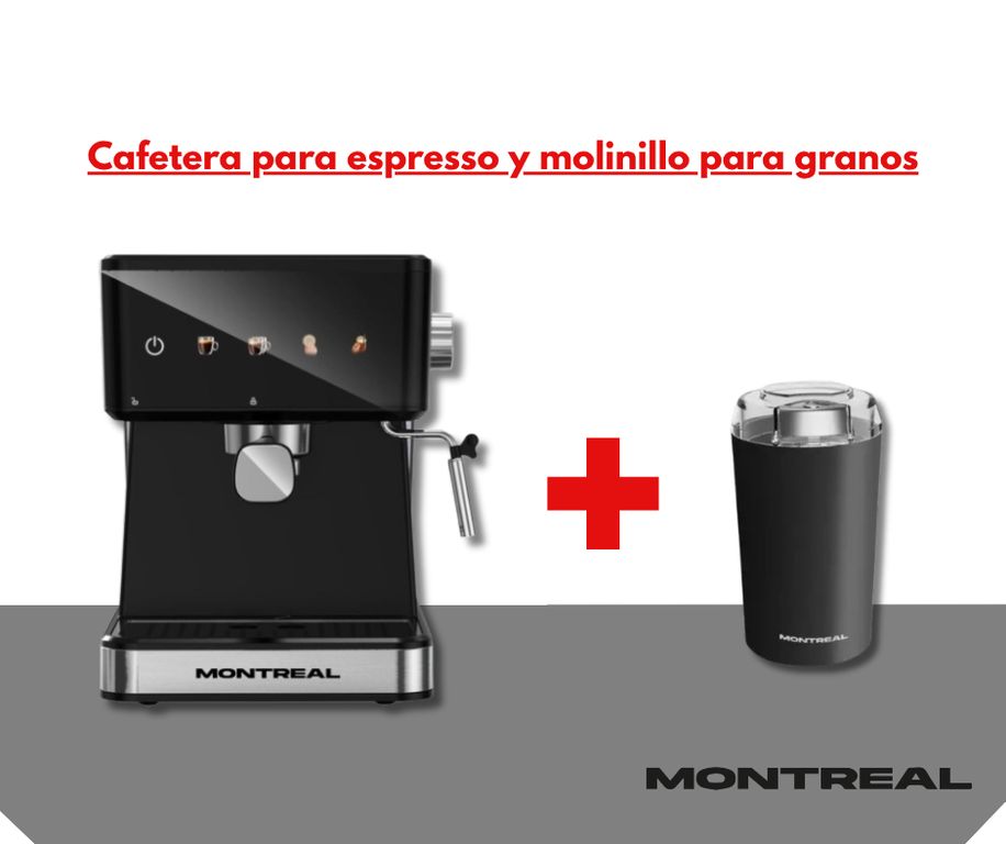 Combo Cafetera para espresso CFM-1623 + Molinillo para granos - MON-2000