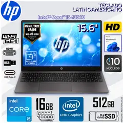 HP - Laptop Notebook 250 G10 15.6" HD Intel® Core™ i5-1334U Intel® UHD Graphics 16GB DDR4 512GB SSD B5UW7AT