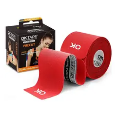 GENERICO - Ok Tape Clasic Kinesiotape, Venda Kinesiologica Rojo 20 Tiras Precortadas