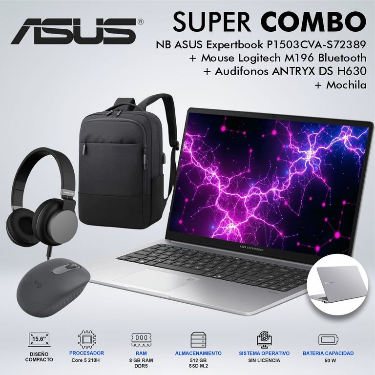 LAPTOP EXPERTBOOK P1 INTEL CORE 5 210H MEMORIA 8GB DDR5 DISCO 512GB SSD M2