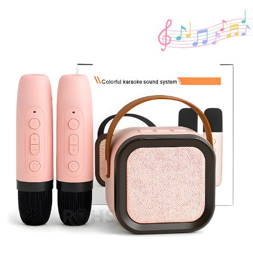 Micrófono Karaoke Con Parlante Rosado, Ideal Para Diversión De Los Peques