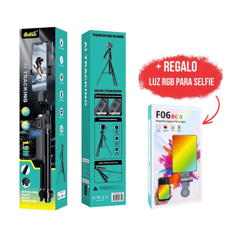 Trípode Con Sensor De Movimiento 360° + Regalo Luz RGB Para Selfie