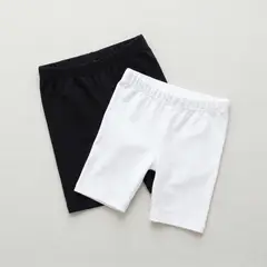GENERICO - Set x2 Biker Short Niña Algodón Negro y Blanco - Angela Kids