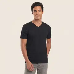Drop The Label - Polo Cuello V Negro Algodón Pima