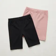 GENERICO - Set x2 Biker Short Niña Algodón Negro y Rosa Palo - Angela Kids