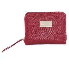 ADELLE RIGAU - BILLETERA CARTUCHERA EN CUERO DE ESTAMPADO ROJO VIBORA INTENSO