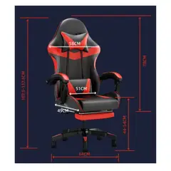 PET MOOD - Silla Gamer Ergonómica Reclinable Con Reposapiés Oficina Color Rojo