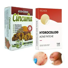GENERICO - COMBO Parches para acne 144 pcs y jabon natural de curcuma
