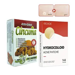 GENERICO - COMBO Parches para acne 144 Und y jabon natural de curcuma