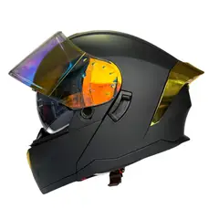 XTREME - CASCO PARA MOTO ABATIBLE NEGRO VISOR DORADO DIA Y NOCHE XL