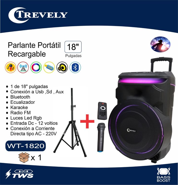 Parlante activo 18 WT-1820 - bluetooth - 800W con t
