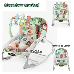 BABY CAM - Mecedora de Bebe Multifuncion Musical Bluetooth VERDE