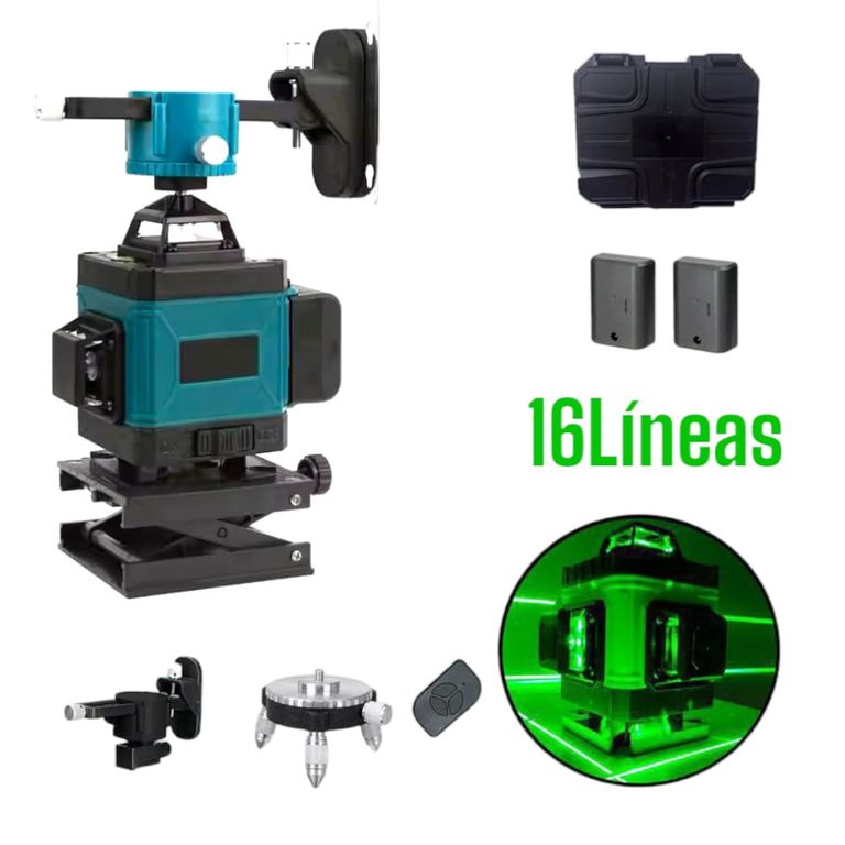 Nivel Láser Profesional 16 Líneas 4D Verde - Herramienta 360° para Construcción y Drywall