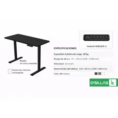GENERICO - ESCRITORIO INTELIGENTE REGULABLE EN ALTURA LEXUS COLOR NEGRO