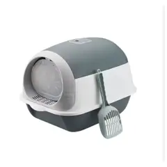 PET MOOD - Arenero Cerrado Para Gatos Con Pala y Puerta Frontal Color Gris