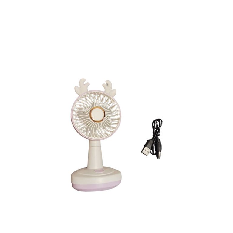 Mini Ventilador Recargable Portatil Blanco con Lila