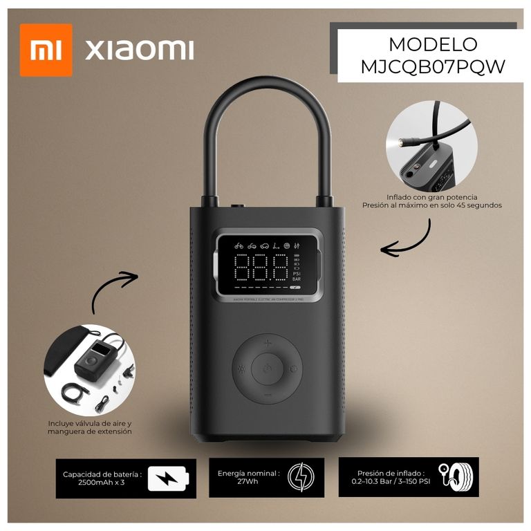 Compresor de Aire Eléctrico Portátil 2 Pro MJCQB07PQW  - Negro