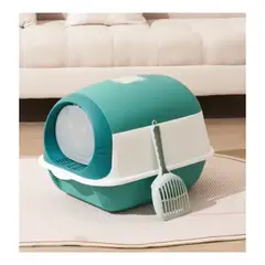 PET MOOD - Arenero Cerrado Para Gatos Con Pala y Puerta Frontal Color Verde