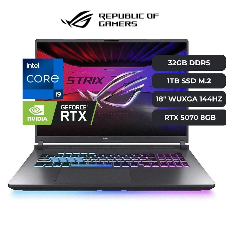 Laptop ROG STRIX G18 Core I9 14900HX, RTX 5070 8GB, 32GB RAM DDR5, 1TB SSD M.2, 18" WUXGA 144HZ