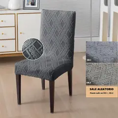 GENERICO - Set de 6 fundas para las sillas Nordica poliéster - Gris oscuro
