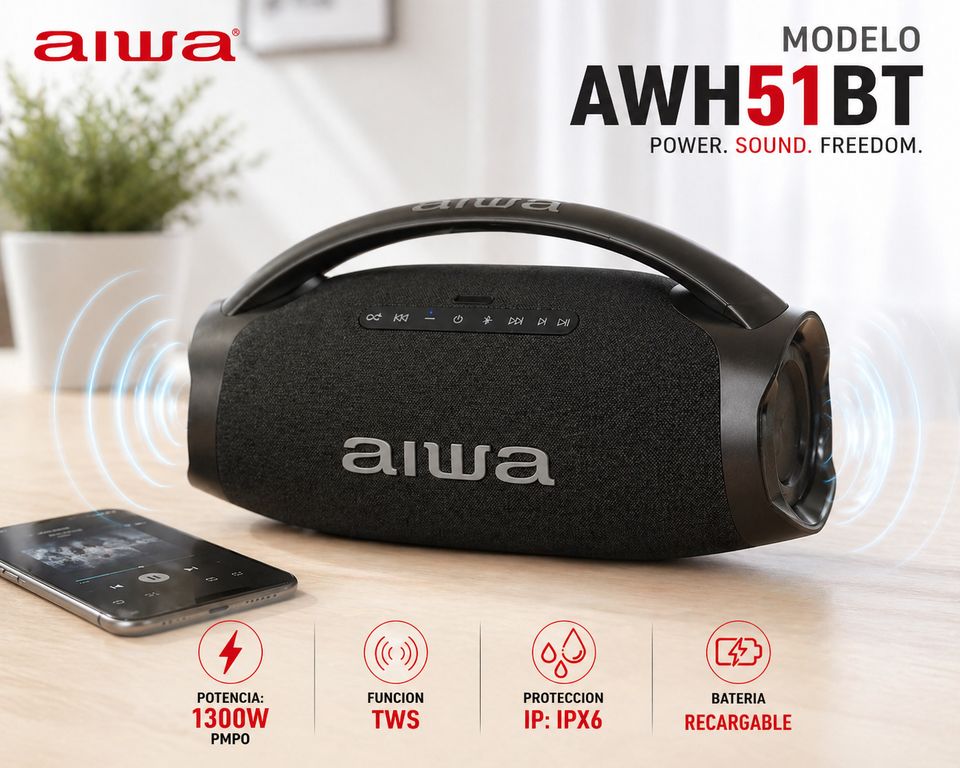 Parlante Boombox Party Power 1300W PMPO AWH51BT