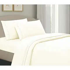 CASATEX - Juego de sabanas King 100% algodón con bordado Crema