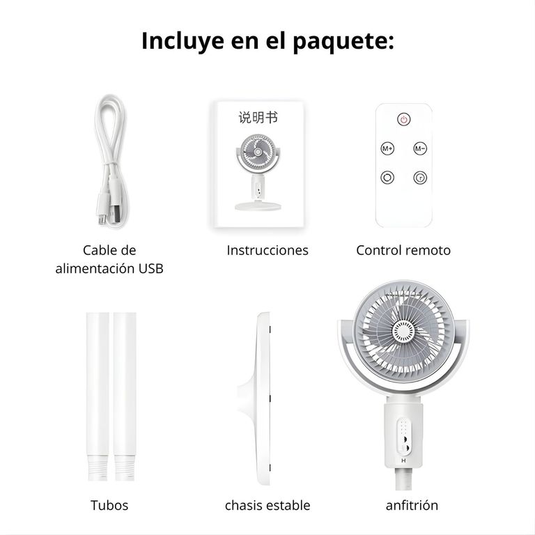 Ventilador Vertical Recargable 180° 3 Alturas 5 Velocidades con Control Remoto KS-F1