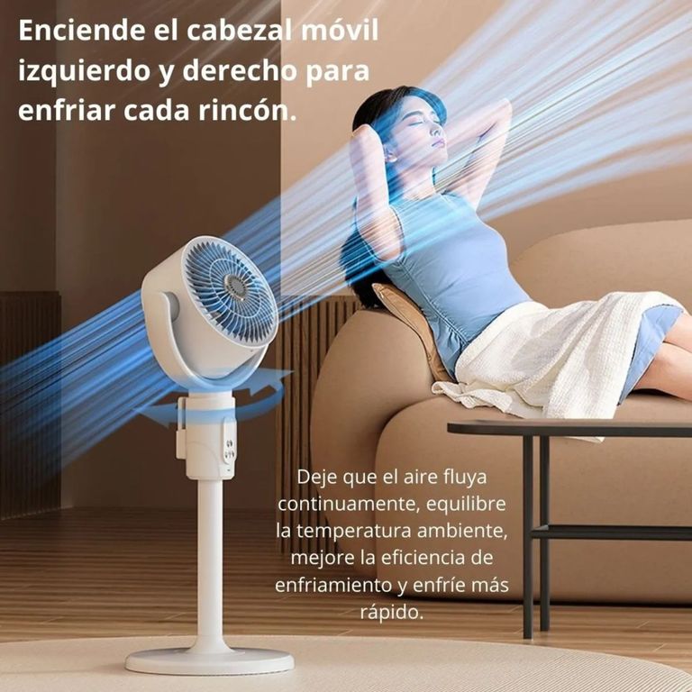 Ventilador Silencioso Vertical Recargable 180° 3 Alturas 5 Velocidades con Control Remoto KS-F1