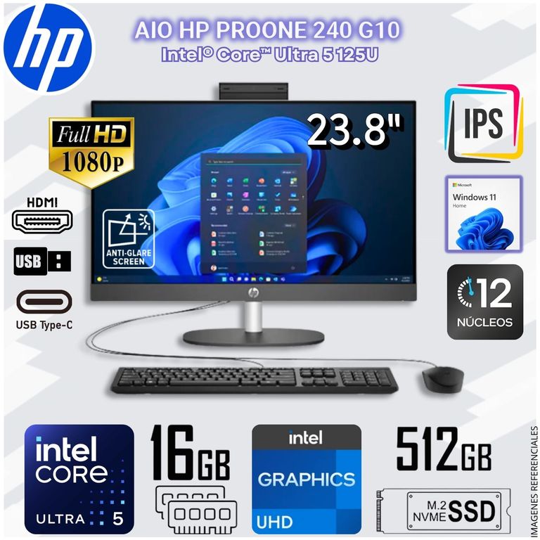 All in one Pro One 240 G10 Intel® Core™ Ultra 5 125U Intel® UHD Graphics 16 GB DDR5 512GB SSD