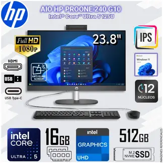 HP - All in one Pro One 240 G10 Intel® Core™ Ultra 5 125U Intel® UHD Graphics 16 GB DDR5 512GB SSD