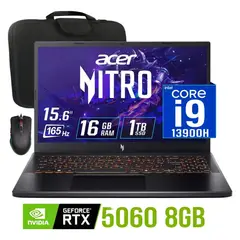 ACER - Laptop gamer Nitro V 15 Nvidia 8gb RTX5060 intel core i9-13900h Ram 16gb Ssd 1tb 15.6 fhd 165Hz